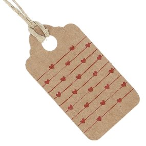 Etiquetas de carton kraft rectangulares con corazones Etiquetas de carton kraft rectangulares con corazones