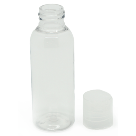 Botella pet transparente larga 50 ml tapón dis-top