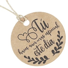 Etiquetas de papelao redondas com frase