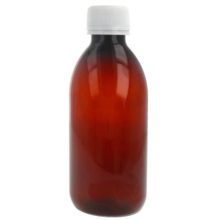 Botella plastico ambar 250 ml tapon rosca precinto blanco por mayor