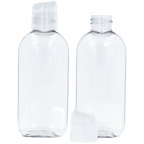 Garrafa pet oval de 75 ml com tampa disc-top