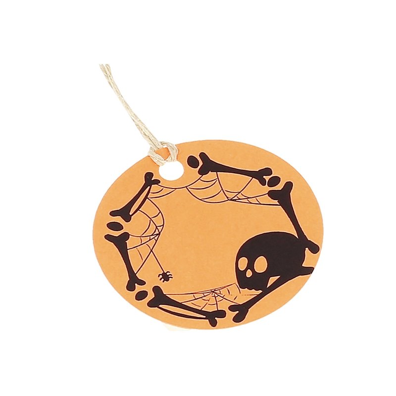 Etiquetas de cartao redondas com caveiras