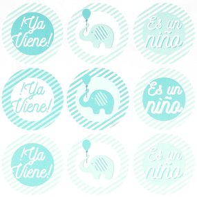 Pegatinas baby shower es un niño Pegatinas baby shower es un niño
