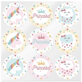 Pegatinas unicornio y princesa Pegatinas unicornio y princesa