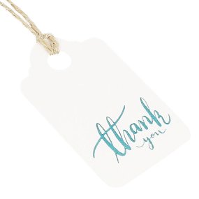 Étiquettes carton de remerciement bleues