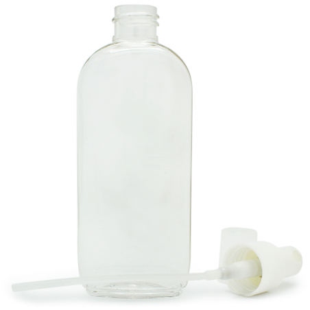 Botella pet transparente ovalada 75 ml. tapón pulverizador spray