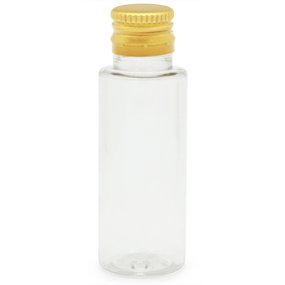 Frasco pet cilindrico 30ml tampa rosca dourada
