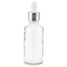 Botella 50 ml cristal transparente cuentagotas plata Botella 50 ml cristal transparente cuentagotas plata