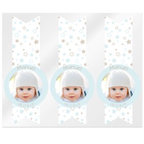 Autocollants étoiles rappels baptême avec photo Autocollants étoiles rappels baptême avec photo