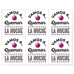 Pegatinas para velas vamos a quemar la noche Pegatinas para velas vamos a quemar la noche