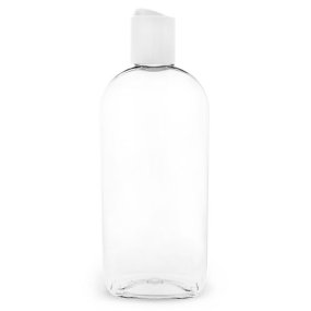 Flacon ovale PET 250 ml bouchon dis top blanc