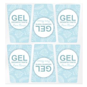 Adesivos azuis para gel desinfetante