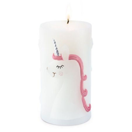Bougie blanche avec licorne