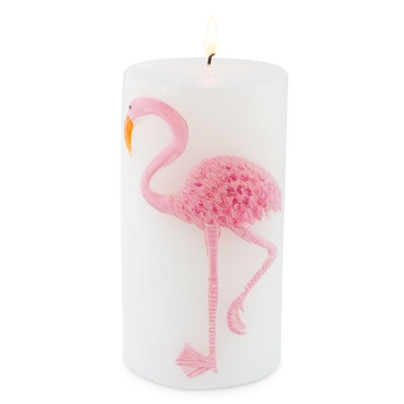 Vela cor branca com flamingo