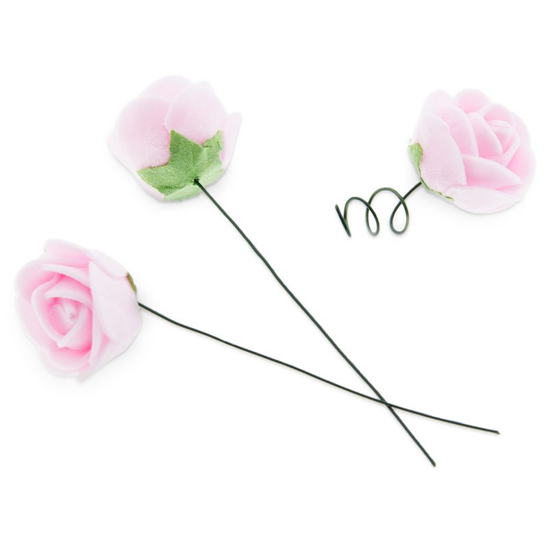 Mini flores rosas con alambre