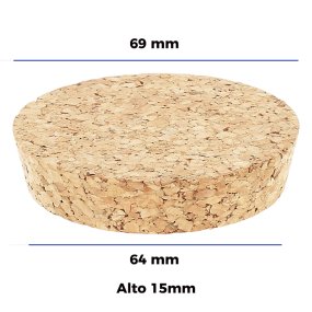 Tampas de cortiça 69 x 64 x 15 mm