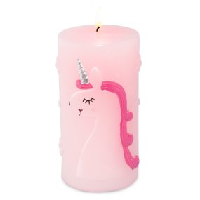 Bougie rose à la licorne