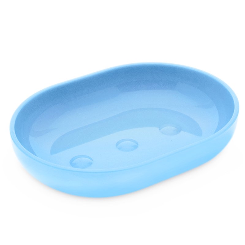 Saboneteira azul oval de plastico