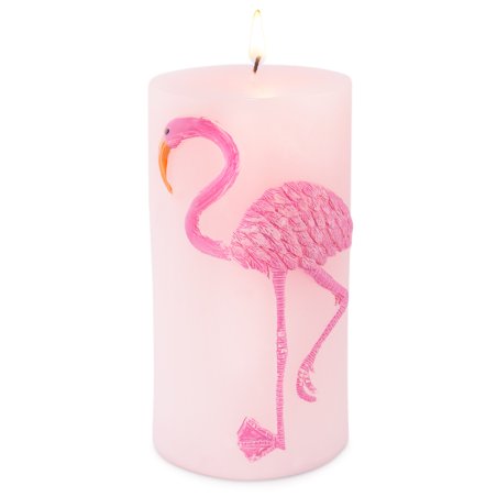 Vela rosa com flamingo