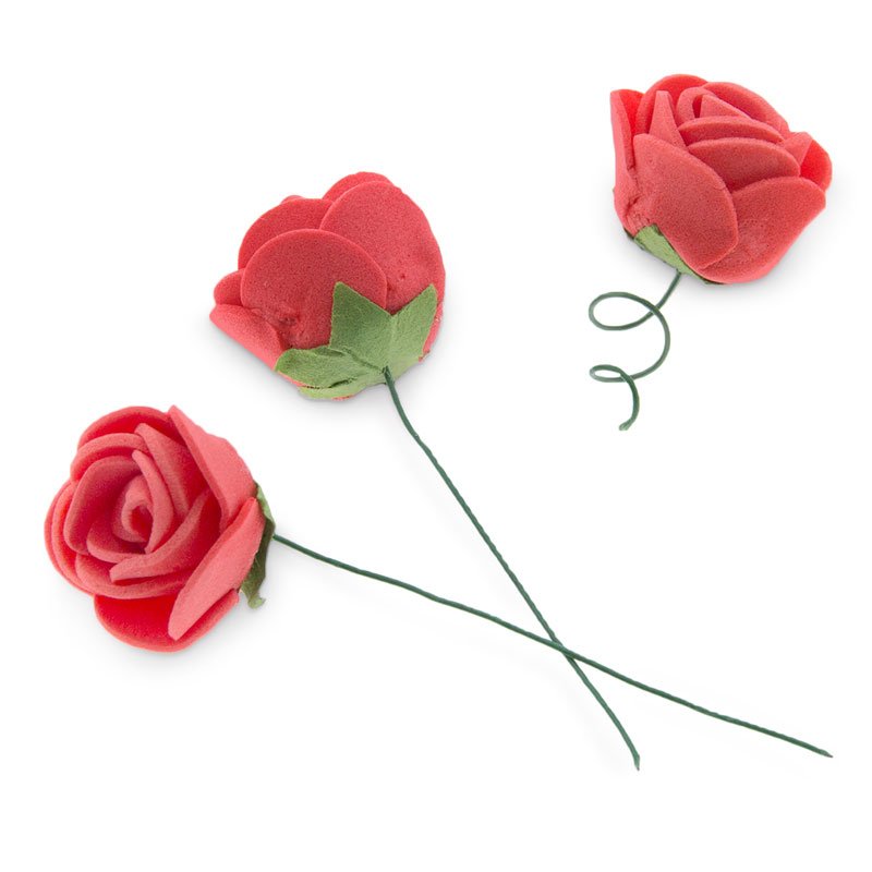 Mini flores rojas con alambre