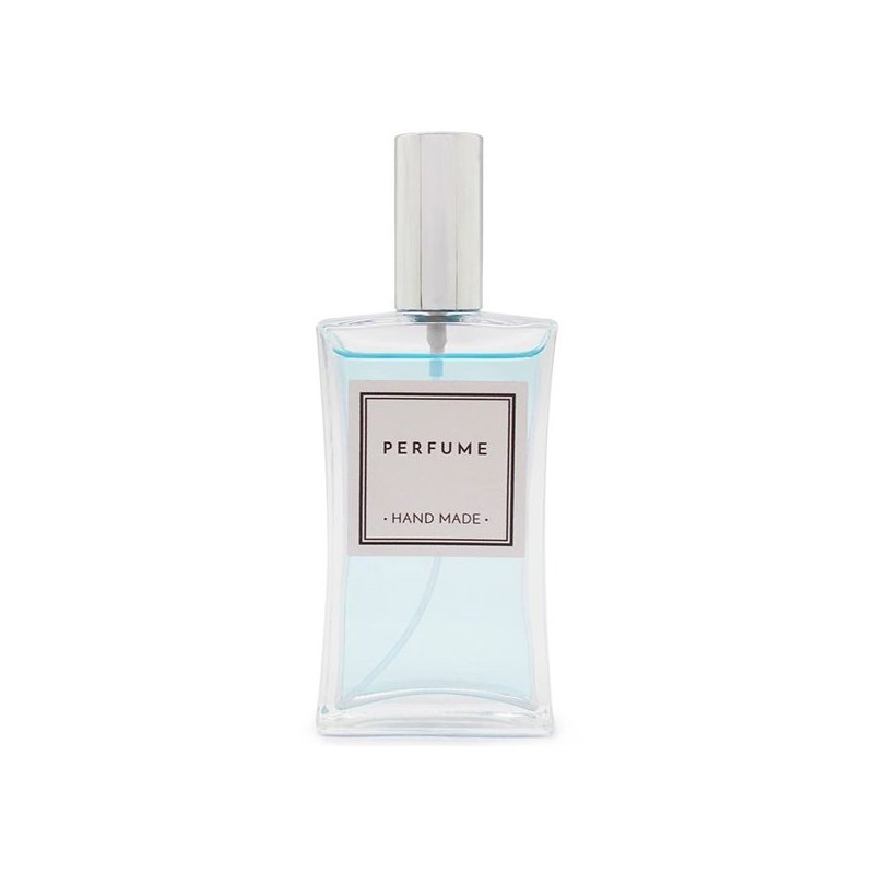 Frasco perfumero cristal cuadrado Roxana, 100 ml. tapón pulverizador plateado.