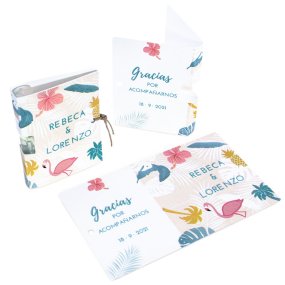 Cartao personalizado tropical para mini perfumes