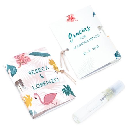 Carton personnalise tropical pour mini parfums