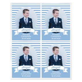 Adesivos listras comunhão personalizadas com foto
