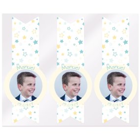 Adesivos estrelas lembrança comunhao com foto