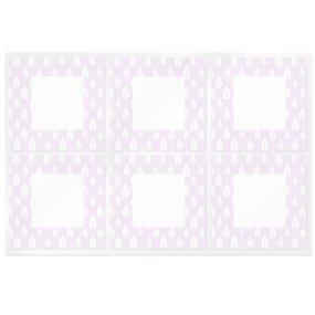 Adesivos quadrados lilas com folhas