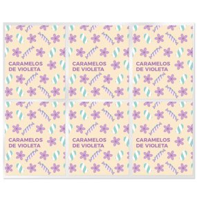 Pegatinas para labiales de caramelos de violeta
