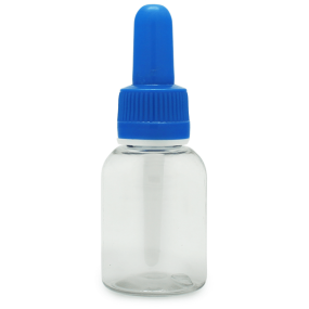 Garrafa pet baixa 35 ml com conta-gotas azul