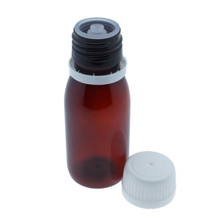 Botella plastico ambar de 60 ml con obturador gotero precinto