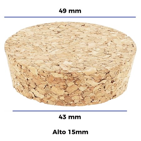 Couvercles en liège 49 x 43 x 15 mm
