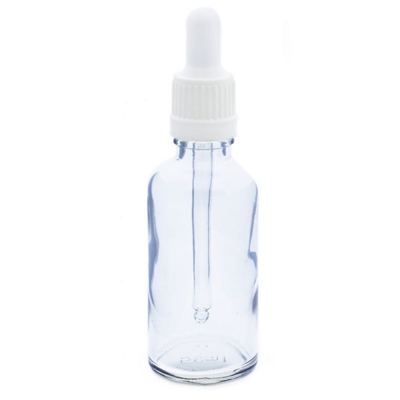 Frasco cristal transparente 50 ml conta-gotas branco