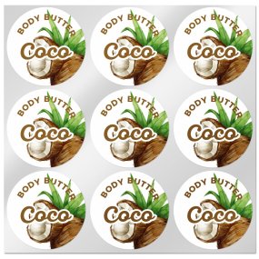 Autocollants de beurre corporel de noix de coco Autocollants de beurre corporel de noix de coco