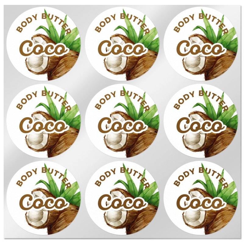 Autocollants de beurre corporel de noix de coco