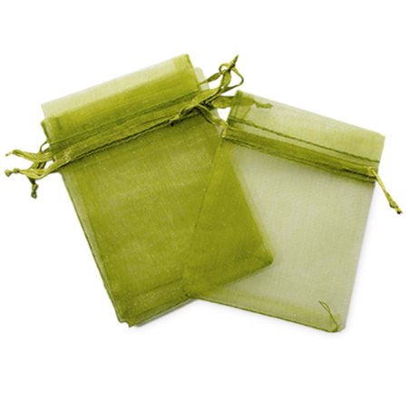 Sachets d’organza vert olive 7x9 cm