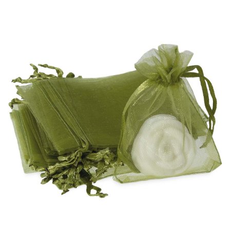 Sacs organza vert olive 7x9 cm