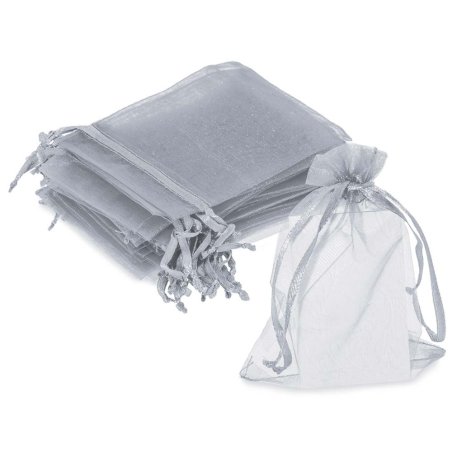 Sacs organza gris perle 9x12 cm