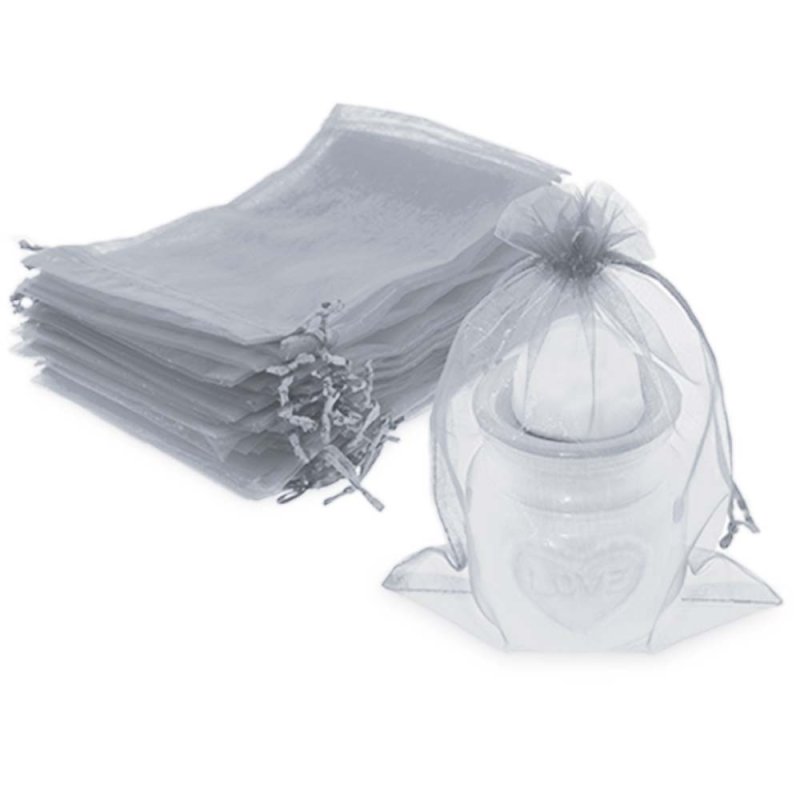 Bolsitas de organza gris perla 13x17 cm para packaging