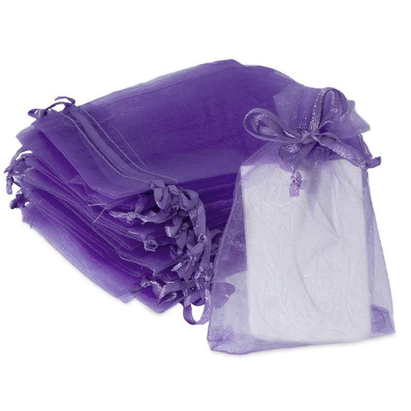 Bolsitas de organza violetas 9x12 cm para packaging