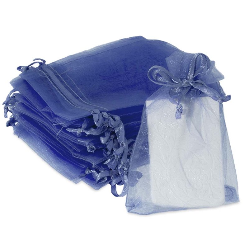 Pochettes en organza bleues 9x12 cm