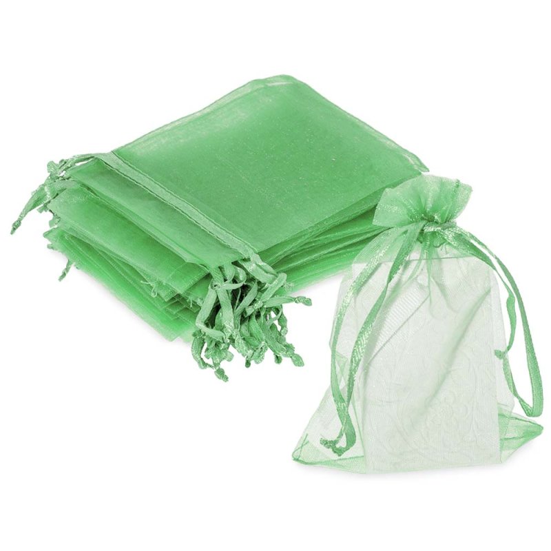 Bolsitas de organza verde esmeralda 9x12 cm para packaging