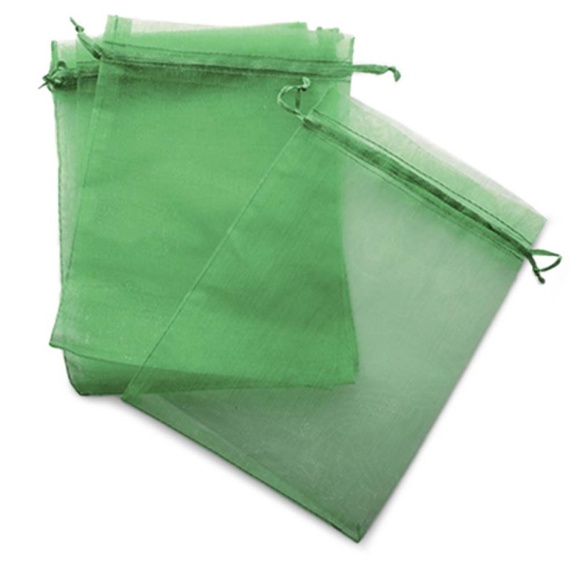 Sachets d’organza vert émeraude 13x17 cm