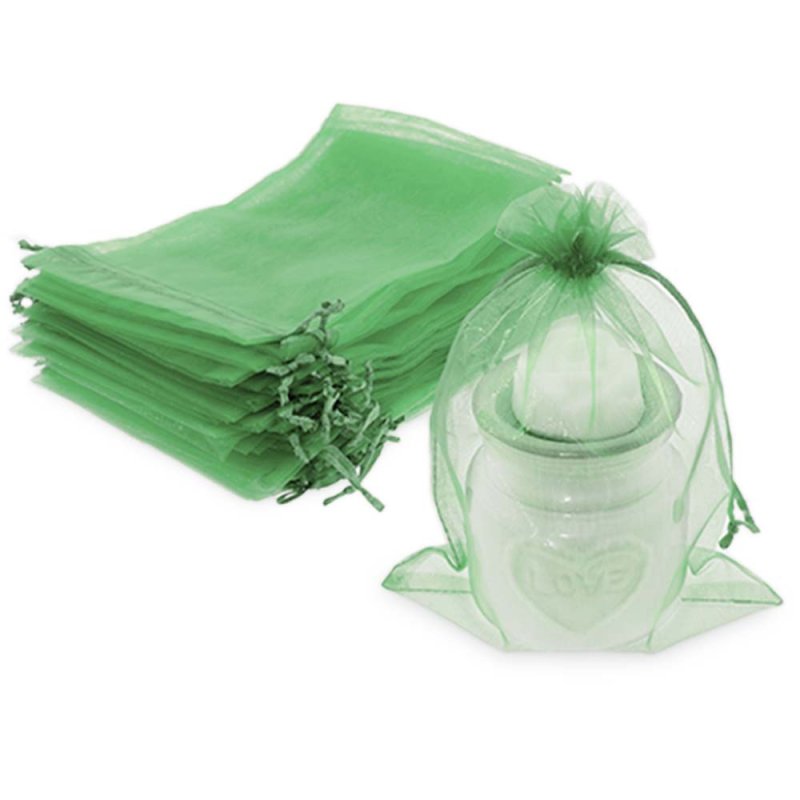 Sacos de organza verde esmeralda 13x17 cm