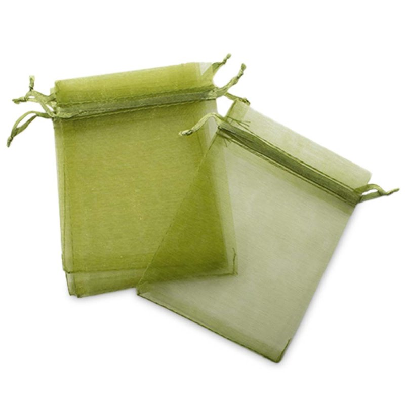 Sacos de organza verde oliva 9x12 cm