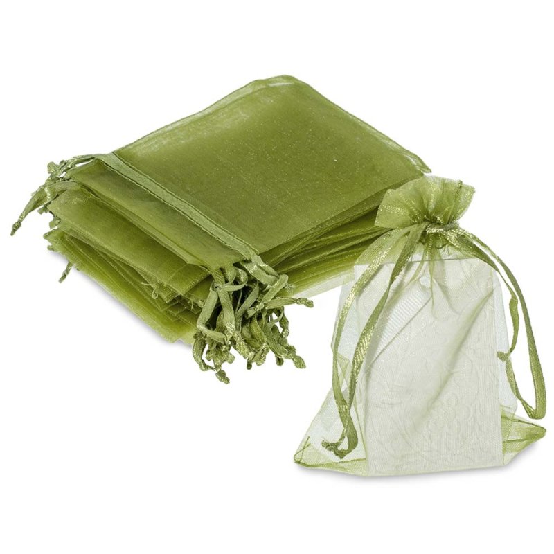 Sacos de organza verde oliva 9x12 cm