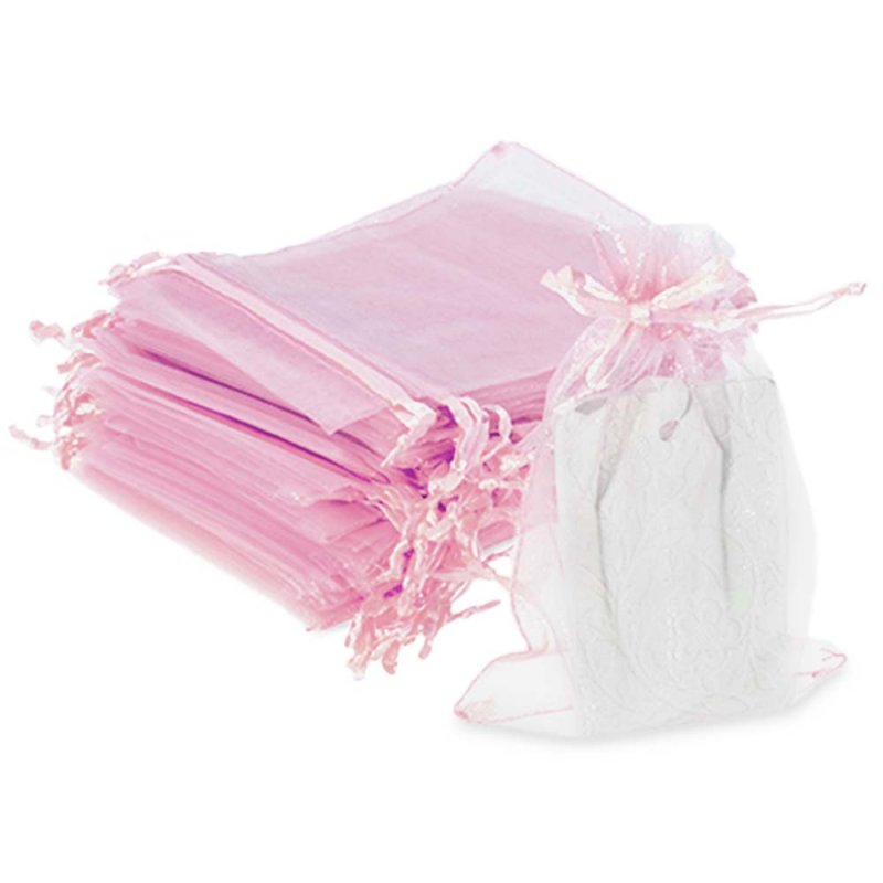 Sacos de organza cor-de-rosa 9x12 cm