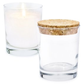 Copo reto 150 ml para velas com tampa de cortiça Copo reto 150 ml para velas com tampa de cortiça